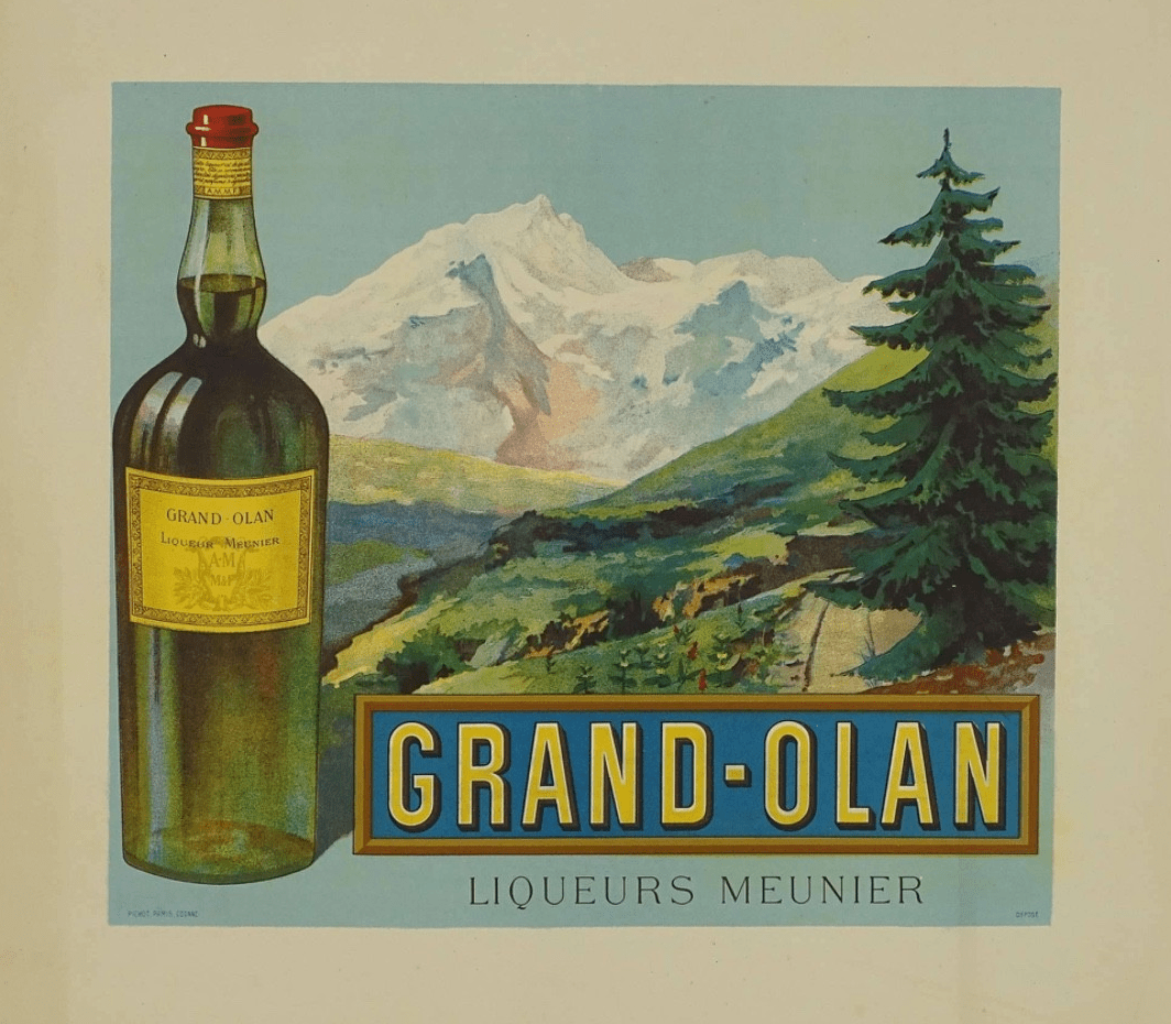 Affiche « Grand-Olan, Liqueur Meunier », marque déposée (annonce eBay archivée).
