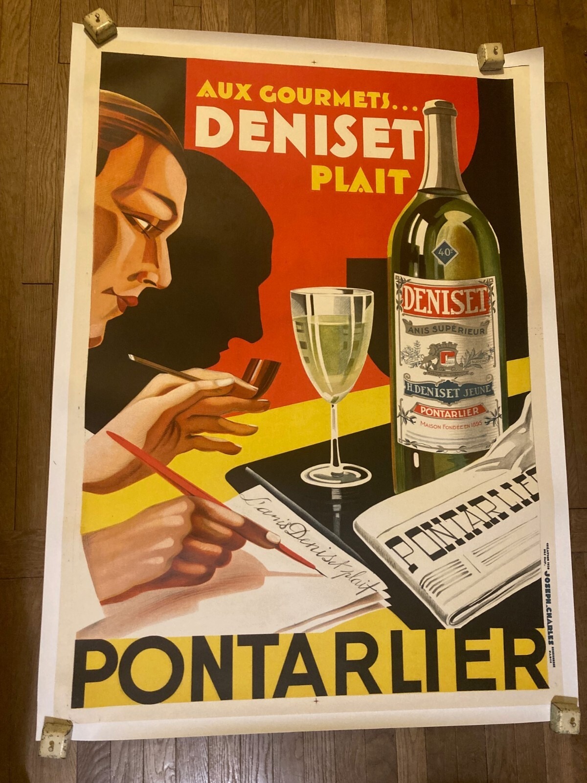 Affiche publicitaire Distillerie Deniset, Pontarlier (annonce eBay archivée).