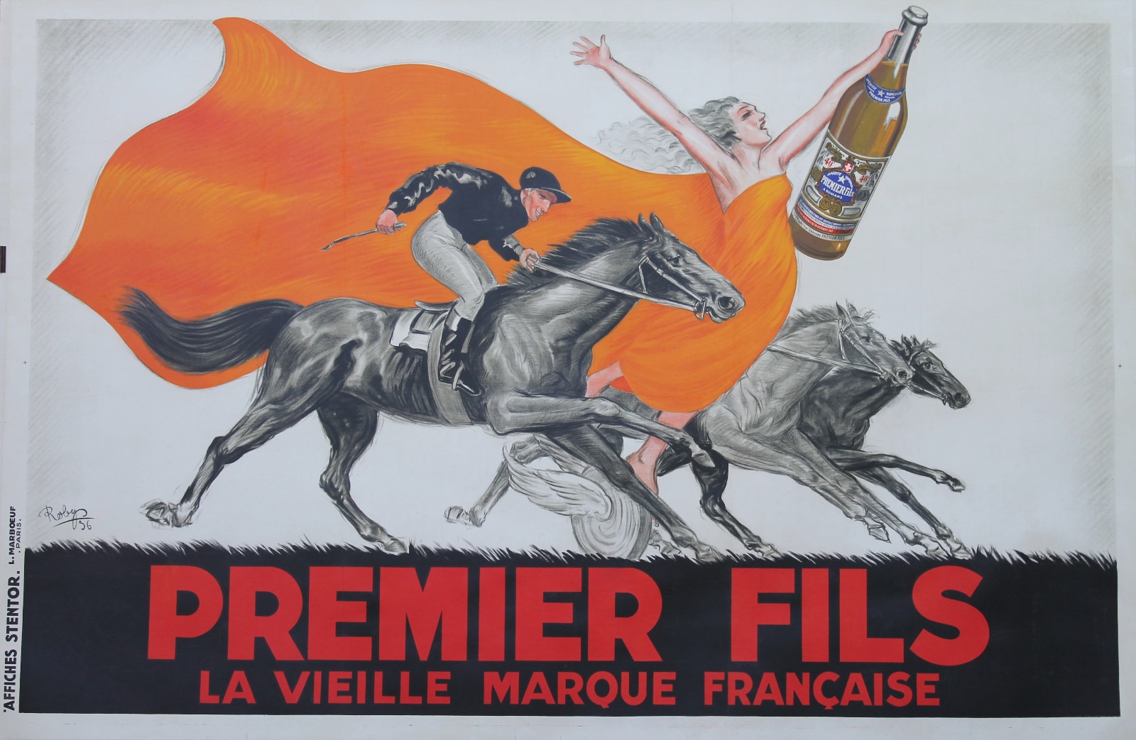 Affiche publicitaire lithographiée, Premier Fils, signée Robys, 1936 (annonce eBay archivée).