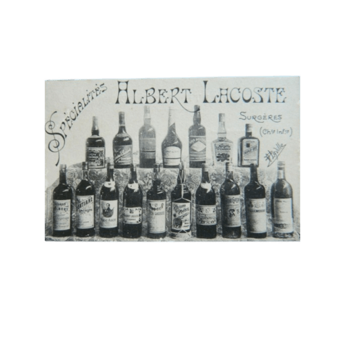 Carte publicitaire des spécialités Albert Lacoste, Surgères (Charente-Inférieure).