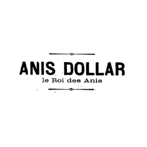 Logo publicitaire Anis Dollar, « le Roi des Anis », détouré sur fond transparent.