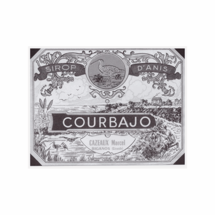 Étiquette Sirop d'anis Courbajo, Cazeaux Marcel à Biganos (Gironde).