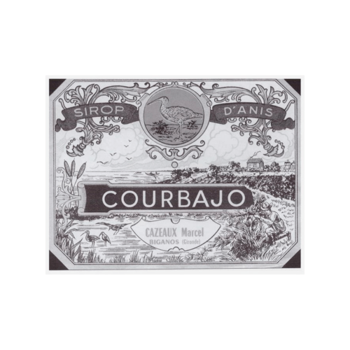 Étiquette Sirop d'anis Courbajo, Cazeaux Marcel à Biganos (Gironde).