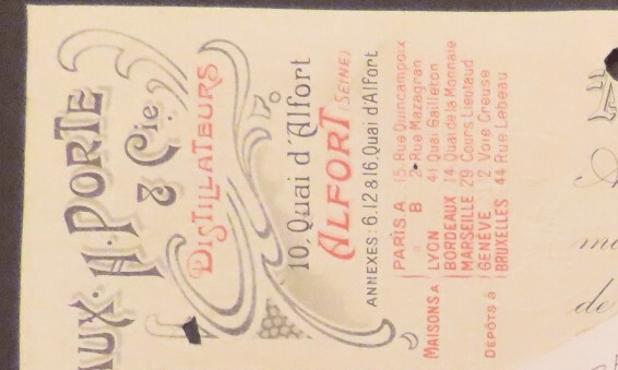 Effet de commerce, F. Moureaux . H. Porte & Cie, distillateurs, 10 quai d'Alfort, Alfort (Seine), 31 janvier 1914 (annonce eBay archivée).