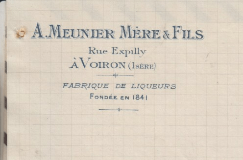 En-tête de facture, A. Meunier Mère & Fils, Voiron, 21 novembre 1900 (annonce eBay archivée).