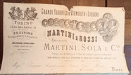 En-tête de facture, Martini, Sola & C. — Grande fabbrica di vermouth e liquori Martini & Rossi, Turin, 1886 (annonce eBay archivée).