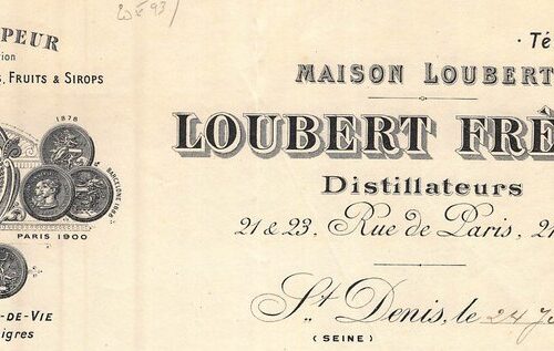 En-tête de la Maison Loubert (Loubert Frères), distillateurs à Saint-Denis
