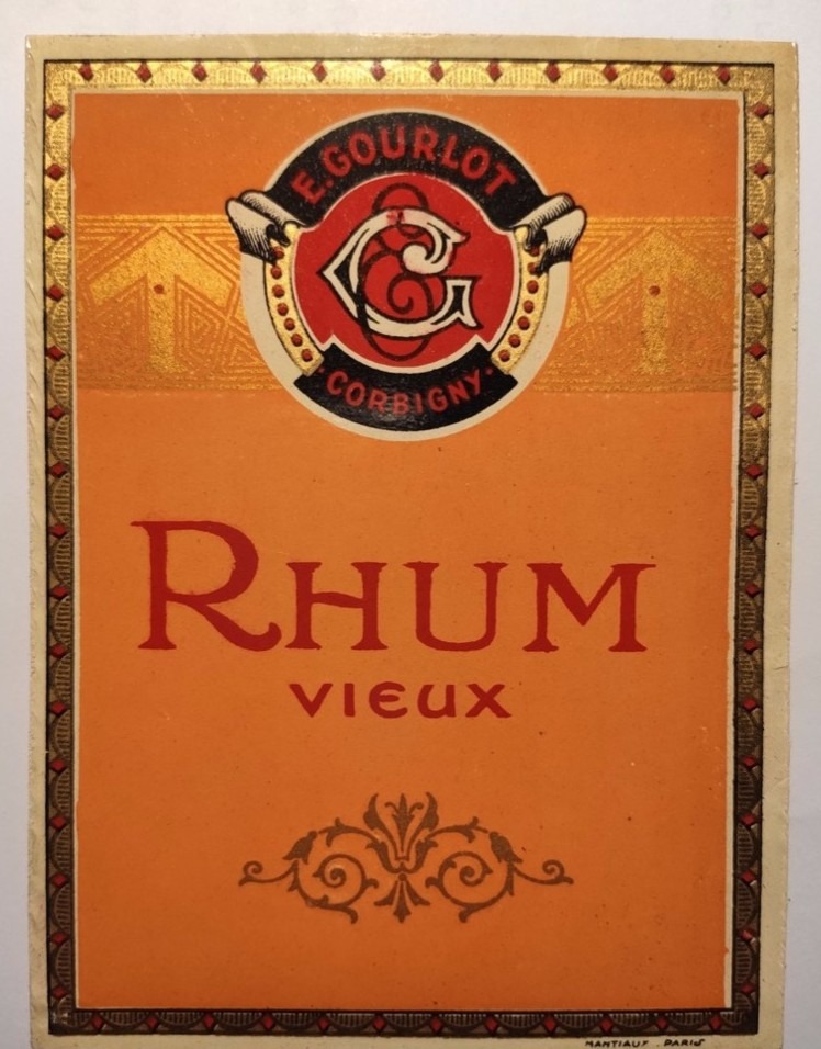Étiquette Rhum vieux E. Gourlot, Corbigny