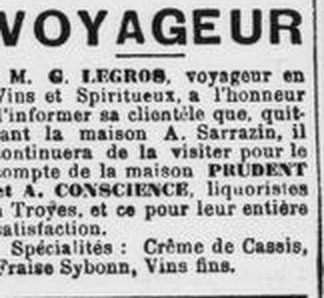 Annonce du Petit Troyen (1911) citant la Fraise Sybonn, maison Prudent & Conscience à Troyes