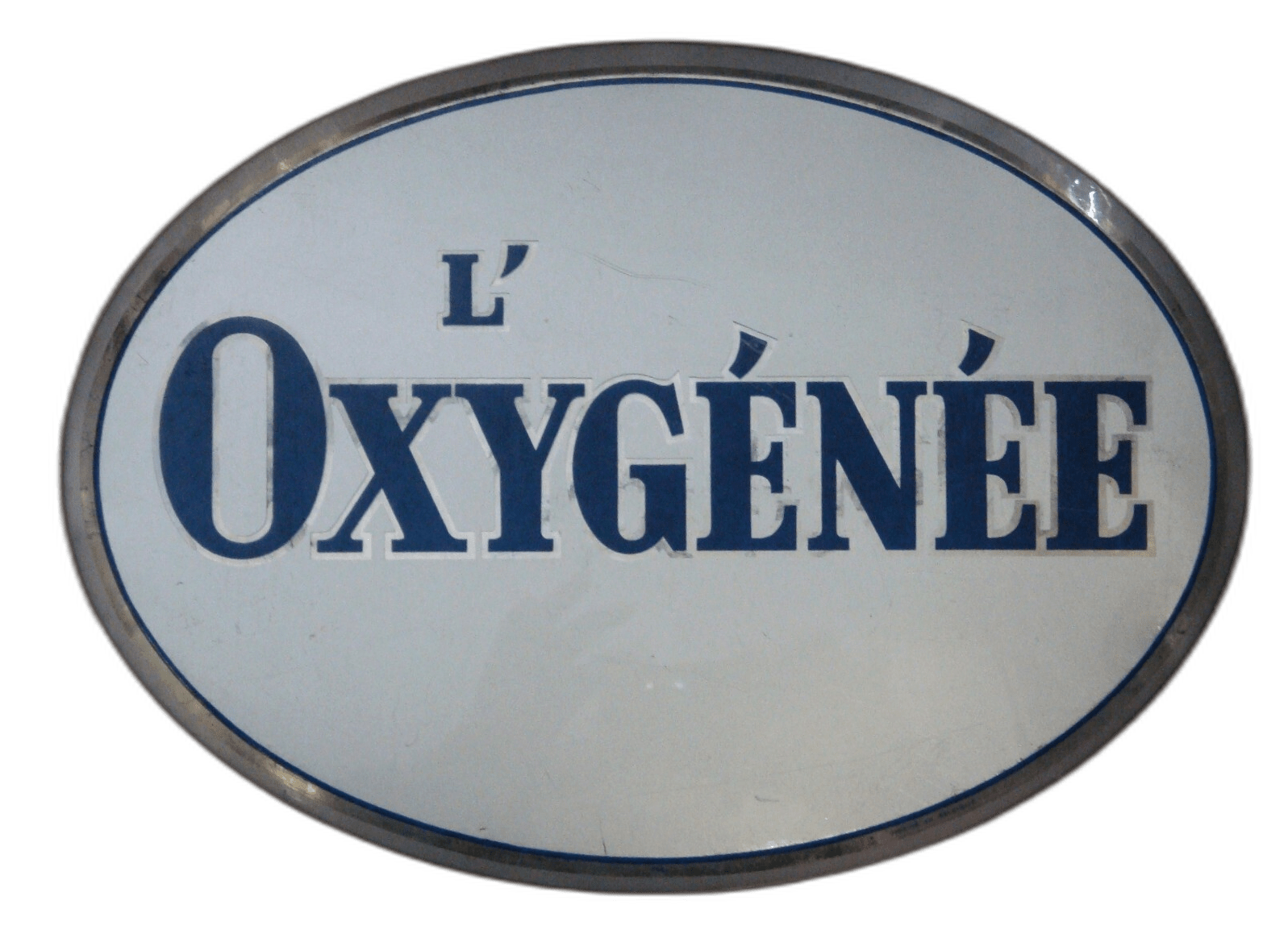 Plaque publicitaire « L'Oxygénée » (annonce eBay archivée).