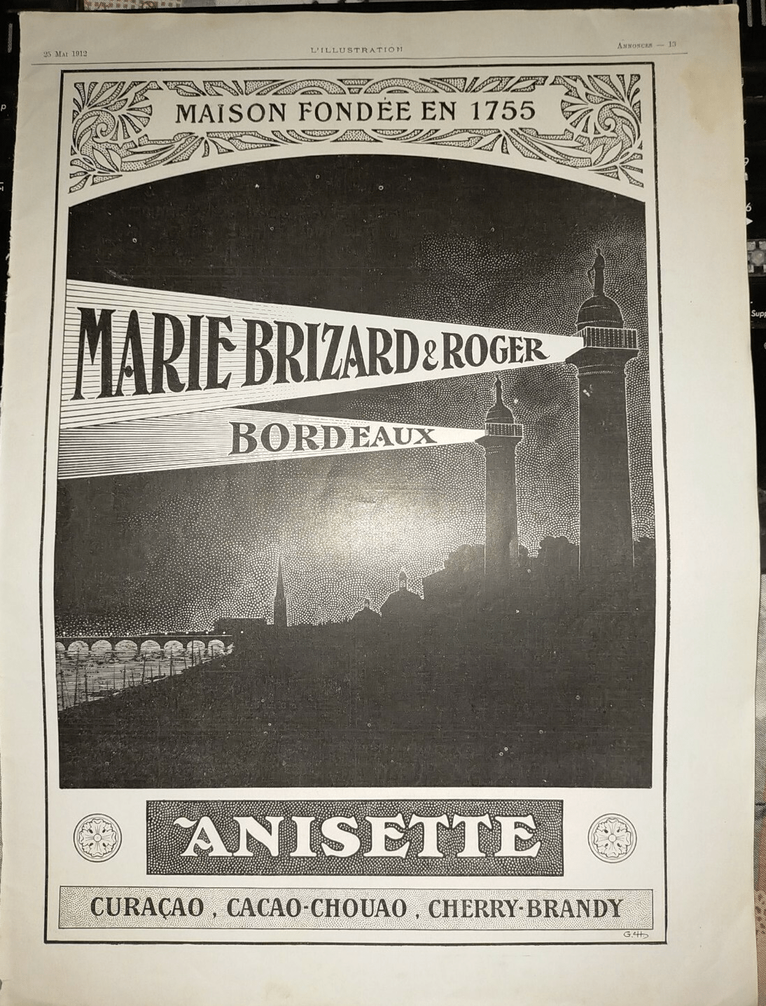 Publicité de presse, 1912, « Maison fondée en 1755 » (annonce eBay archivée).