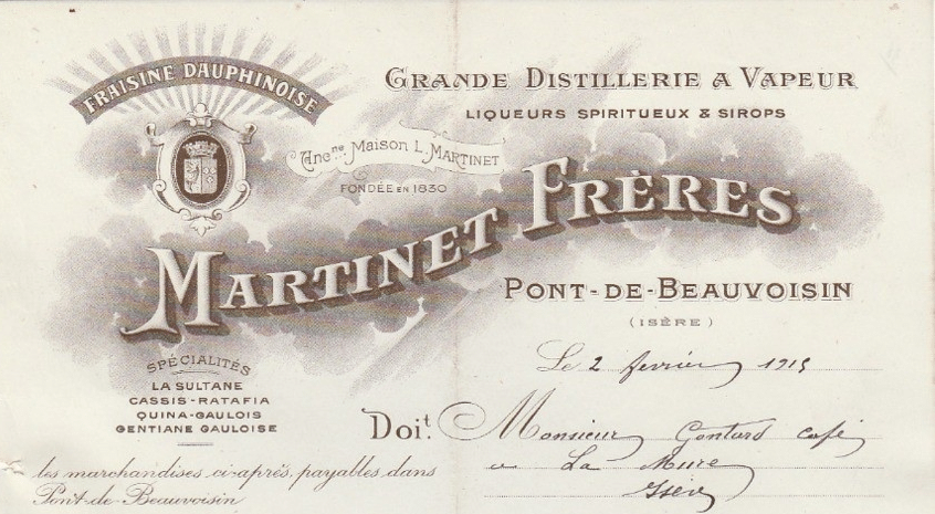 En-tête de facture Martinet Frères, 2 février 1915 (annonce eBay archivée).